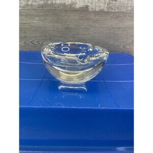 Vtg Cigar Cigarette Clear Heavy Thick Glass Ashtray Vintage